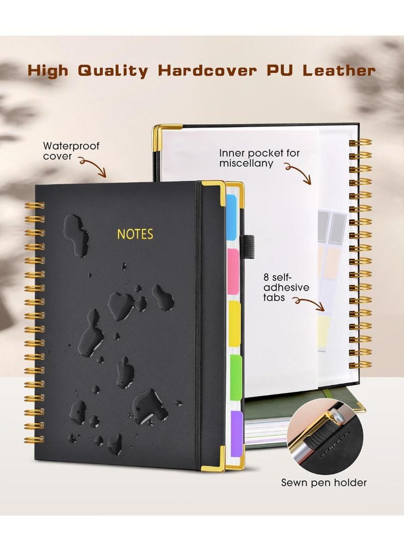 PAPERSAY A5 Hardcover Spiral Notebook Journal - 150 Sheets/300 Pages, 5 Subjects, College-ruled. With Removable Dividers , Leather/Faux Leather. For Work, School, Note-Taking, Ideal for Students(Black) - Image 2